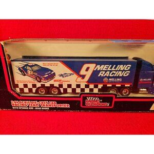 BILL ELLIOTT NASCAR TRANSPORTER BUNDLE w/MATCHING STOCKCAR & PLAYER CARD - NIB